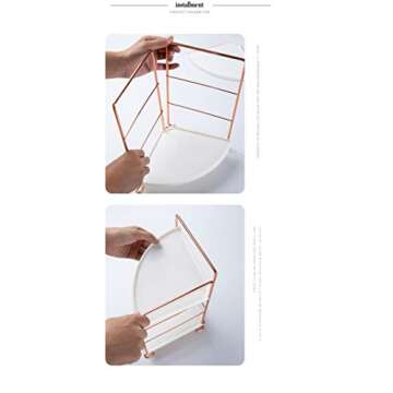 ICCGBHGO Bathroom Countertop Organizer, Corner Shelves Bathroom Vanity Counter Sink Storage, Rose Gold Standing Cosmetic Makeup Spice Rack Tray Cabinet for Kitchen and Bathroom 3-Tier