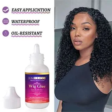 Smilco Strong Hold Waterproof Lace Wig Glue - 1.3OZ Transparent Hair Adhesive for Lace Front Wigs, Super Hold Waterproof Glue, Easy to Remove & Quick Dry
