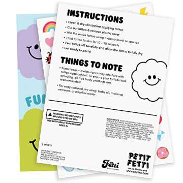 xo, Fetti 104 Kids Temporary Tattoos | Birthday Girl Party Favors, DIY Home Activity, Gift, Cute Temp Tats, Princess, Girl Power, Flower, Rainbow