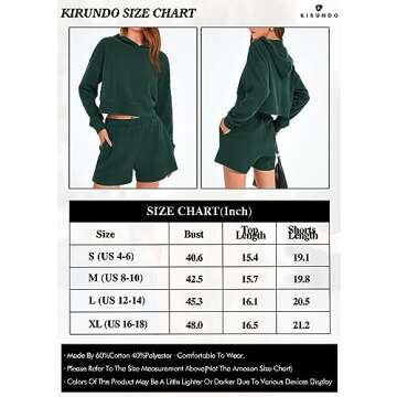 KIRUNDO Womens Lounge Set Fall Tops Hoodie Pullover And Shorts Sets Sweatsuits Fall Fashion Outfits 2023 Y2k Clothes(Dark Green, Small)
