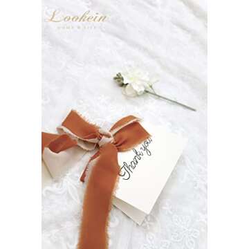 Lookein Handmade 1.5" Chiffon Silk-Like Ribbon with Frayed Edges
