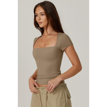 Stylish QINSEN Women's Basic Square Neck Bodysuit