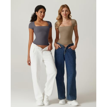 Stylish QINSEN Women's Basic Square Neck Bodysuit