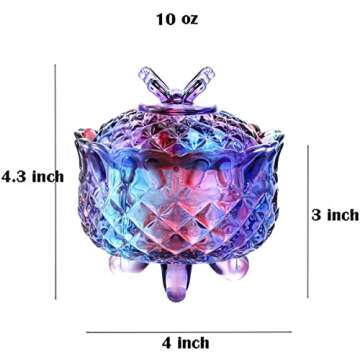 SOCOSY Royal Embossed Crystal Glass Candy Box with Lid Footed Jewelry Bowl Wedding Buffet Kitchen Storage Jar, 10 oz
