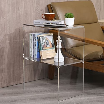 MyGift 24 Inch Acrylic End Table Modern Style and Storage