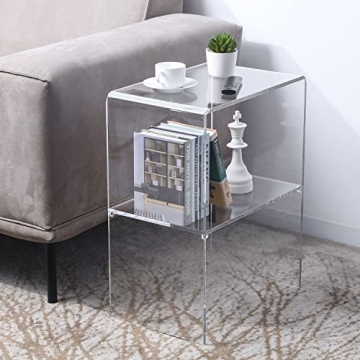MyGift 24 Inch Acrylic End Table Modern Style and Storage