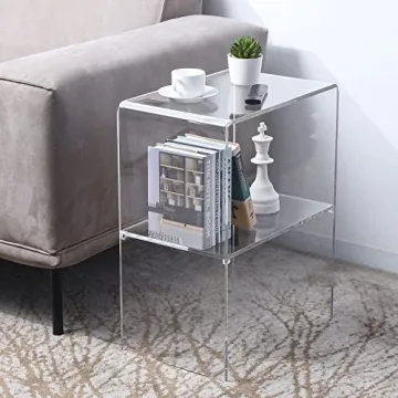 MyGift 24 Inch Acrylic End Table Modern Style and Storage