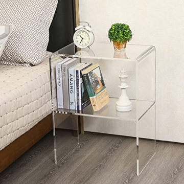 MyGift 24 Inch Acrylic End Table Modern Style and Storage