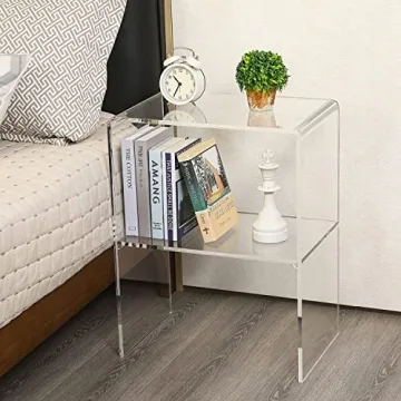 MyGift 24 Inch Acrylic End Table Modern Style and Storage