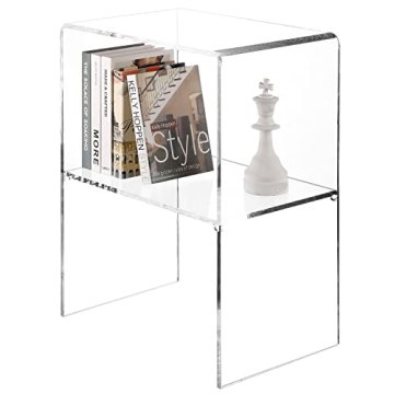 MyGift 24 Inch Acrylic End Table Modern Style and Storage