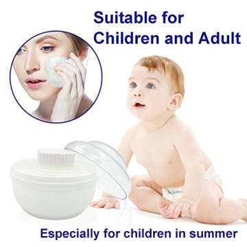 Storage Body Powder Container, Large 3.5" Fluffy Body After-Bath Powder Case, Baby Care Face/Body Vi...