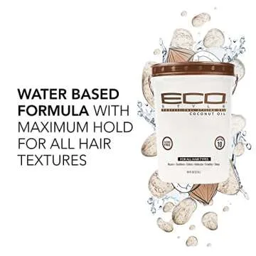 Eco Style Coconut Oil Styling Gel - Adds Luster and Moisturizes Hair - Weightless Styling and Superi...