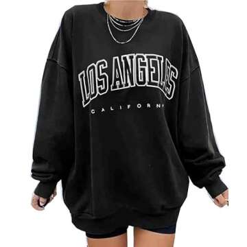 Mincib Women's Oversized Graphic Crewneck Sweatshirt Comfy Casual Basic Sweatshirts Pullover Tops
