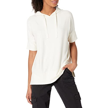 Daily Ritual Women's Cozy Hooded Short-Sleeve Shirt