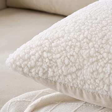 MIULEE Pack of 2 Decorative New Luxury Series Style Cream White Faux Fur Throw Pillow Covers Super Soft Wool Pillow Cases Cushion Covers for Sofa Bedroom Living Room 20x20 Inch 50x50 cm