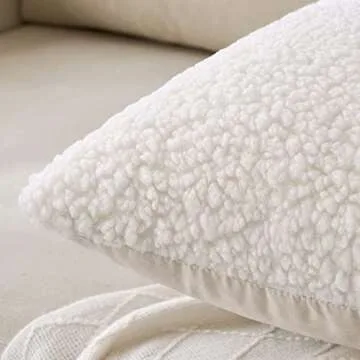 MIULEE Pack of 2 Decorative New Luxury Series Style Cream White Faux Fur Throw Pillow Covers Super Soft Wool Pillow Cases Cushion Covers for Sofa Bedroom Living Room 20x20 Inch 50x50 cm