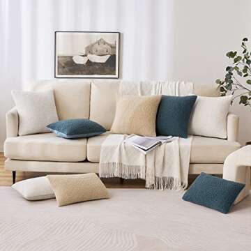 MIULEE Pack of 2 Decorative New Luxury Series Style Cream White Faux Fur Throw Pillow Covers Super Soft Wool Pillow Cases Cushion Covers for Sofa Bedroom Living Room 20x20 Inch 50x50 cm