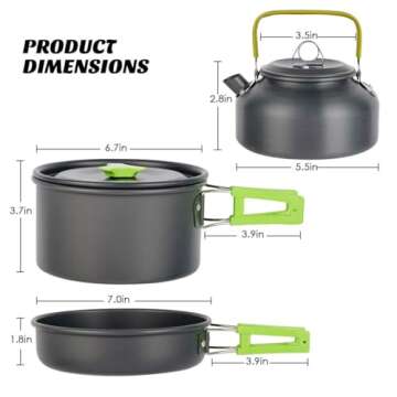 MEETSUN Portable Camp Cooking Set - Space Saving Aluminum Cookware for Hiking and Survival
