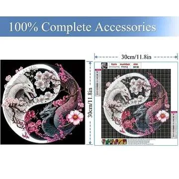 JFYHAB Dragon Diamond Painting Kits-Taichi Dragon Diamond Painting Kits for Adults,5D DIY Full Drill Dragon Diamond Art for Home Wall Decor 12x12inch