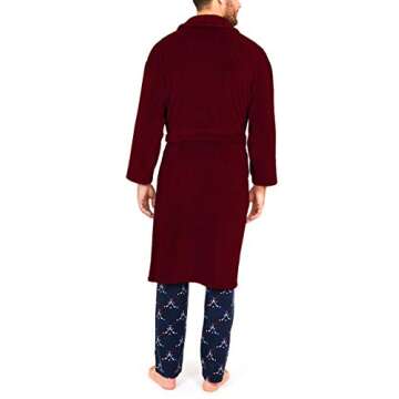 Nautica mens Long Sleeve Cozy Soft Plush Shawl Collar Bathrobe, Burgundy, One Size US