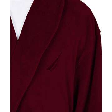 Nautica mens Long Sleeve Cozy Soft Plush Shawl Collar Bathrobe, Burgundy, One Size US