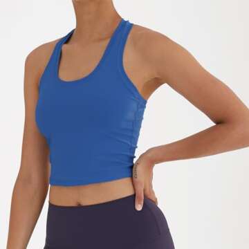 Women's Cropped Racerback Tank - Sky Blue Activewear