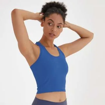 Women's Cropped Racerback Tank - Sky Blue Activewear