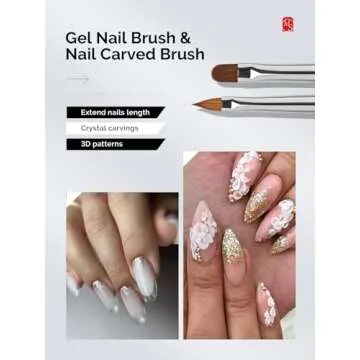 MelodySusie Nail Art Brushes Set,6pcs Professional Pen,Nail Art Tools Kit with Painting Dotting Line Pen for Gel Polish Nail Design Nail Carving French Nails for Home DIY Salon Use