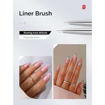 MelodySusie Nail Art Brushes Set,6pcs Professional Pen,Nail Art Tools Kit with Painting Dotting Line Pen for Gel Polish Nail Design Nail Carving French Nails for Home DIY Salon Use