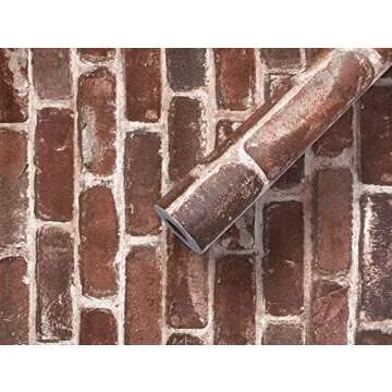 Akywall Red Brick Wallpaper Peel and Stick Realistic Distressed Textured Rock Stone Self Adhesive Contact Paper Embossed Vintage Removable Vinyl Wall Paper Faux Brick Look Wall Covering 118inch