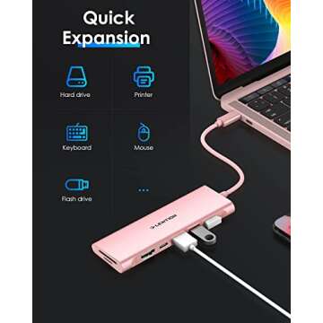 Lention USB C Hub with HDMI and 3 USB Ports - 100W PD