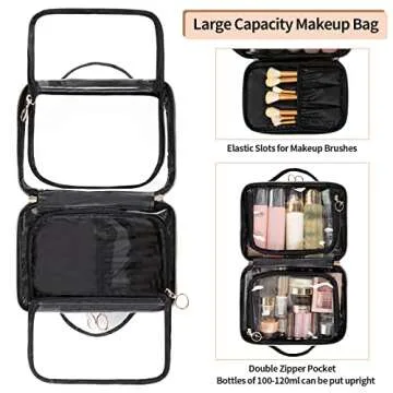 OCHEAL Double Layer Makeup Bag - Large Capacity Organizer