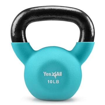 Yes4All Neoprene Coated Kettlebell Set in Peacock Blue - 10 lbs