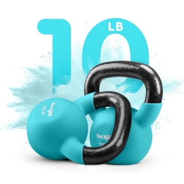 Yes4All Neoprene Coated Kettlebell Set in Peacock Blue - 10 lbs