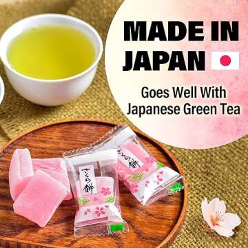 YAMASAN KYOTO UJI Japanese Sakura Mochi Candies, Real Traditional Cherry blossom Rice Cakes, 300g/10.58oz, Japanese Snacks, Japanese Candy, Individually Wrapped