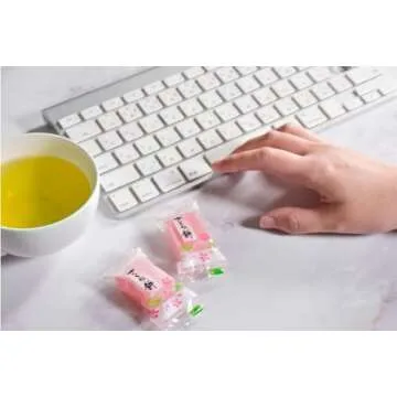 YAMASAN KYOTO UJI Japanese Sakura Mochi Candies, Real Traditional Cherry blossom Rice Cakes, 300g/10.58oz, Japanese Snacks, Japanese Candy, Individually Wrapped