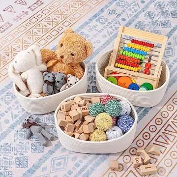 CubesLand Off White Small Storage Baskets for Shelves, Closet Organization Storage Bins Empty Gift B...