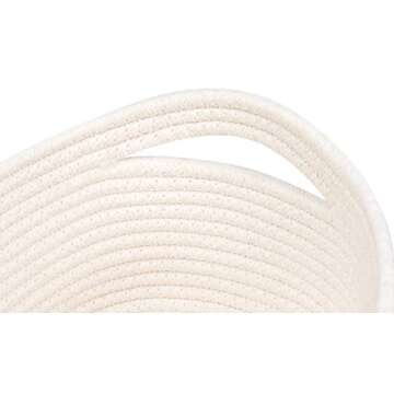 CubesLand Off White Small Storage Baskets for Shelves, Closet Organization Storage Bins Empty Gift Basket Baby Nursery Woven Baskets for Organizing, Rectangular Clothes Closet Shelves Baskets 3 Packs