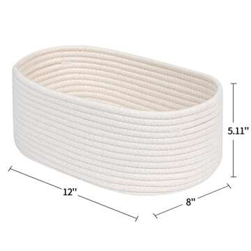 CubesLand Off White Small Storage Baskets for Shelves, Closet Organization Storage Bins Empty Gift Basket Baby Nursery Woven Baskets for Organizing, Rectangular Clothes Closet Shelves Baskets 3 Packs