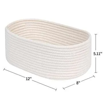 CubesLand Off White Small Storage Baskets for Shelves, Closet Organization Storage Bins Empty Gift Basket Baby Nursery Woven Baskets for Organizing, Rectangular Clothes Closet Shelves Baskets 3 Packs