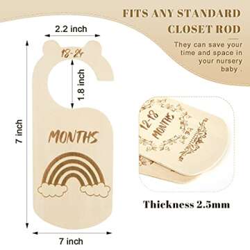 lovelyhome Baby Closet Dividers, Premium Wood Baby Closet Organizers Hanging Closet Size Divider, from Newborn to 24 Months for Home Nursery Baby Clothes and Newborn (7 PCS)