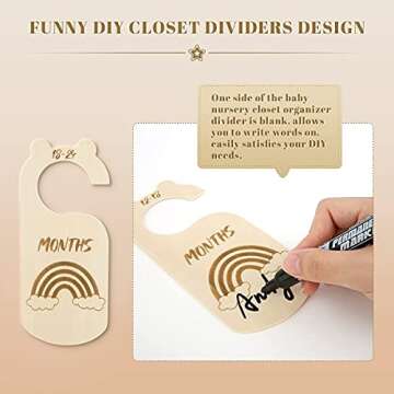 lovelyhome Baby Closet Dividers, Premium Wood Baby Closet Organizers Hanging Closet Size Divider, from Newborn to 24 Months for Home Nursery Baby Clothes and Newborn (7 PCS)