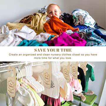 lovelyhome Baby Closet Dividers, Premium Wood Baby Closet Organizers Hanging Closet Size Divider, from Newborn to 24 Months for Home Nursery Baby Clothes and Newborn (7 PCS)