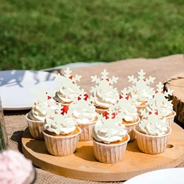 50Pcs Edible Snowflake Toppers for Winter Celebrations
