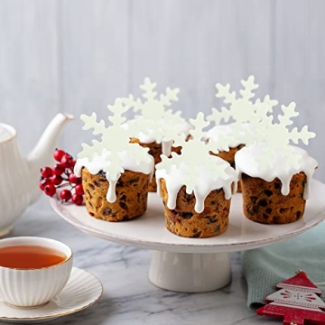 50Pcs Edible Snowflake Toppers for Winter Celebrations
