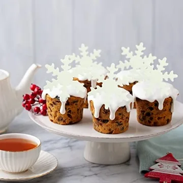 50Pcs Edible Snowflake Toppers for Winter Celebrations