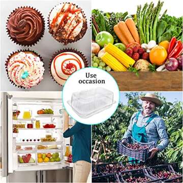 Haomian 50 Pcs Plastic 7 x 5 Inch ClamShell Takeout Trays Dessert Containers Plastic Hinged Food Container Disposable Plastic Clamshell Food Containers for Cakes,Cookies,Salad,Bakery Supplies