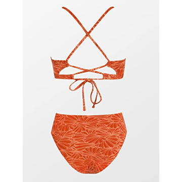 CUPSHE Coral Orange Women Swimsuit Adjustable Bra Top Bottoms