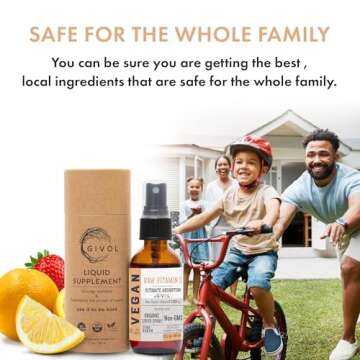 GIVOL Vitamin C Extra Strength Spray: Daily Absorption Liquid Extract with Lemon, Orange, Strawberry, Rich in Ascorbic Acid, 2oz (60ml) 60 Day Supply