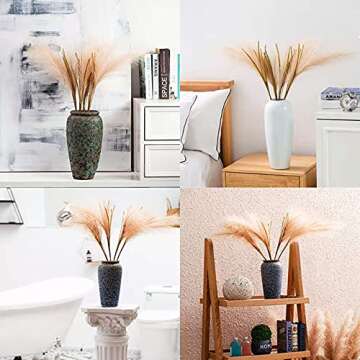 LACKINGONE 4Pcs Pampas Grass Decor 30 inch Artificial Pampas Grass Branches, Faux Pampas Grass Boho Room Decor Flowers Bunches for Home Kitchen Wedding Party